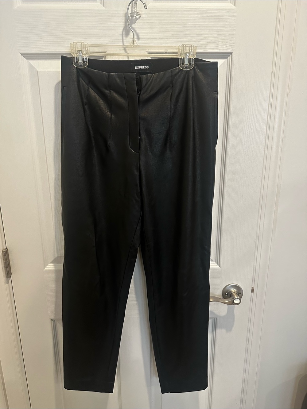 Express Black Straight-Leg Faux Leather Pants